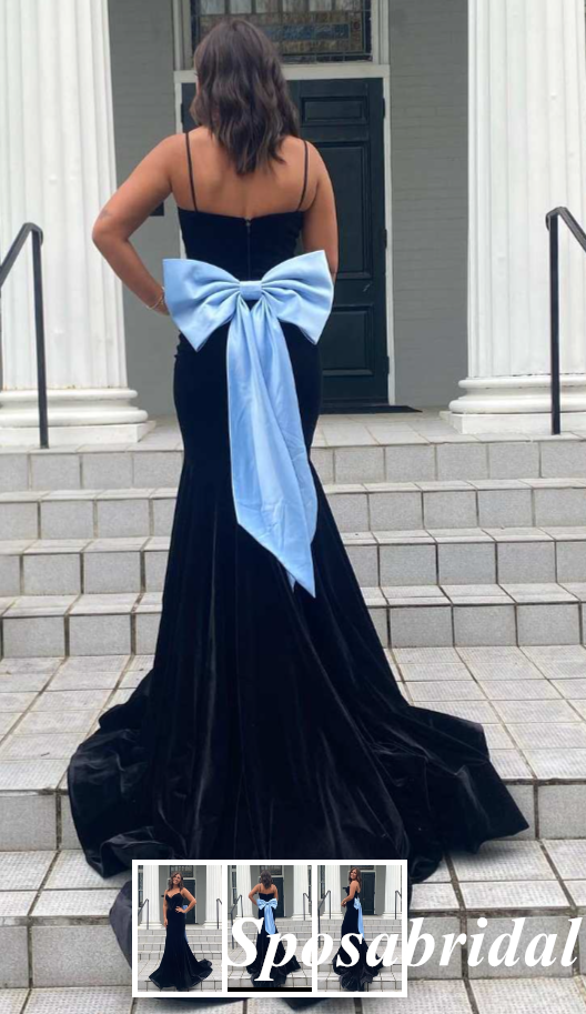 Sexy Spaghetti Straps V-Neck Sleeveless Mermaid Maxi Prom Dress, PD4023