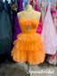 Sexy Orange Tulle Halter Sleeveless A-Line Mini Dresses/ Homecoming Dresses, PD3635