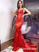Sexy Satin And Lace Spaghetti Straps V-Neck Sleeveless Mermaid Long Prom Dresses,PD3720
