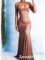 Sexy Chiffon Spaghetti Straps Mermaid Long Prom Dresses, PD3757