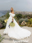 Elegant Satin Off Shoulder Sleeveless A-Line Long Wedding Dresses, WD3105