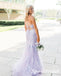 Sexy Tulle And Lace Spaghetti Straps Sleeveless Side Slit Mermaid Long Prom Dresses,PD3955