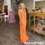 Sexy Orange Soft Satin Spaghetti Straps Sleeveless Mermaid Long Prom Dresses, PD3854
