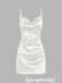 Sexy White Soft Satin Spaghetti Straps Sleeveless Sheath Mini Dresses/ Homecoming Dresses, PD3654