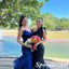 Sexy Royal Blue Soft Stin Spaghetti Straps V-Neck Sleeveless Side Slit Mermaid Long Prom Dresses, PD3918