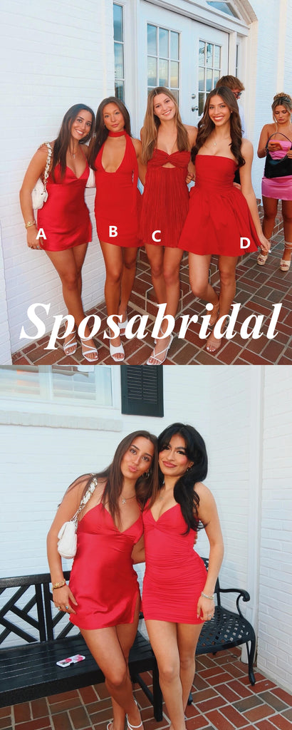 Sexy Mismatched Red Mini Dresses/ Homecoming Dresses, PD3610