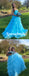 Sexy Blue Tulle Sweetheart Sleeveless A-Line Long Prom Dresses, PD3943