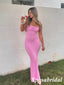 Sexy Pink Spaghetti Straps Sleeveless Mermaid Long Prom Dresses, PD3837