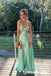 Sexy Soft Satin Spaghetti Straps V-Neck Sleeveless Mermaid Maxi Prom Dress, PD4036