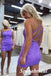 Sparkly Purple Sequin One Shoulder Sheath Mini Dresses/ Homecoming Dresses, PD3557