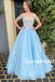 Shiny Special Fabric Beading Sleeveless A-Line Long Prom Dresses, PD3747