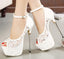 Women's Wedding Shoes Ultra High Heels, Stiletto Sandals, Sexy Lace Metal Heel Fish Mouth Women's Shoes