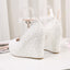 Buckle Wedge Lace White Wedding Shoes