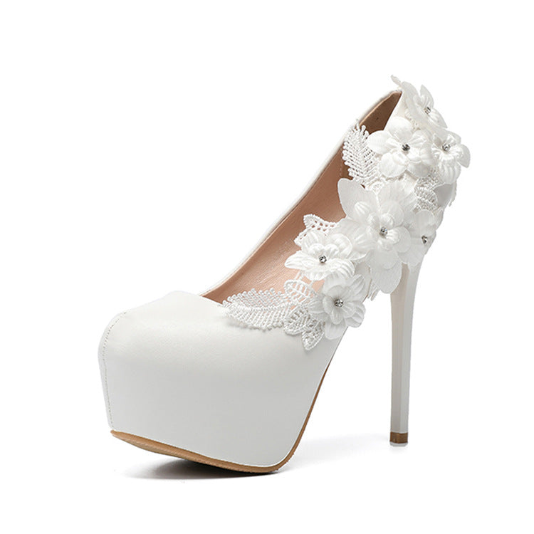 Women's Wedding Shoes Decorative Heel Wedding Heels Bridal Shoes