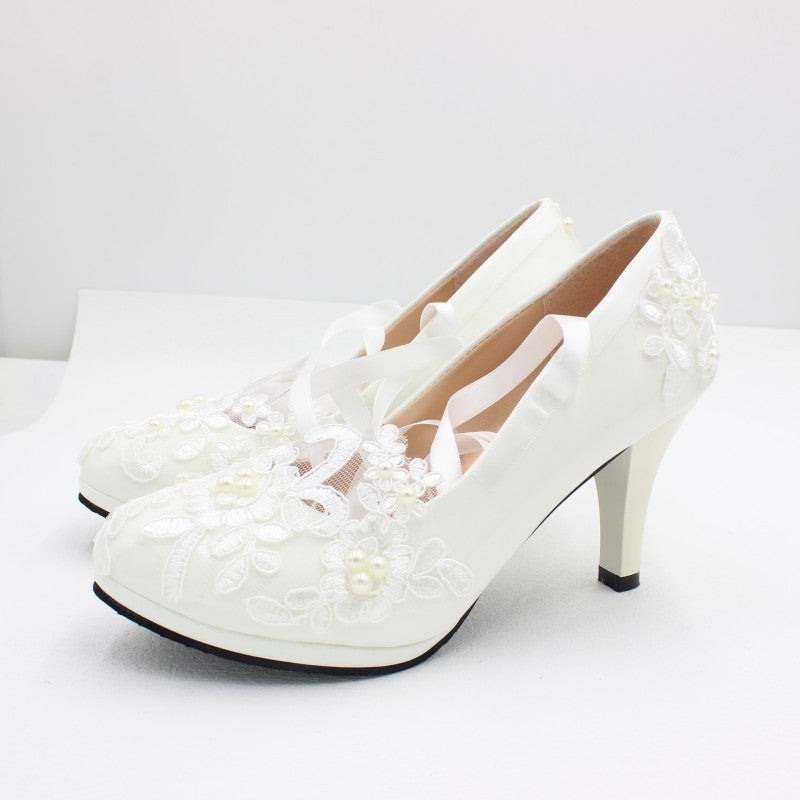 Strappy White Flat Wedding Shoes Evening Shoes