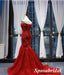 Elegant Red Tulle And Lace Off Shoulder Sleeveless Mermaid Long Prom Dress Formal Party Dress, PD3990