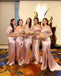 Sexy Soft Satin Msmatched Mermaid Floor Length Bridesmaid Dresses, BD3296