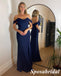 Elegant Royal-Blue Off Shoulder Sleeveless Mermaid Floor Length Long Prom Dresses, PD3743