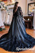 Elegant Black Tulle Long Sleeves A-Line Long Prom Dresses With Applique, PD3809