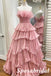 Sweet Blushing-Pink Tulle Sweetheart A-Line Long Prom Dresses, PD3822