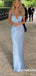 Sexy Soft Satin Spaghetti Straps V-Neck Sleeveless Mermaid Long Prom Dresses, PD3937
