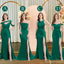 Mismatched Mermaid Emerald Green Sexy Elegant Mermaid Long Bridesmaid Dresses, WG641