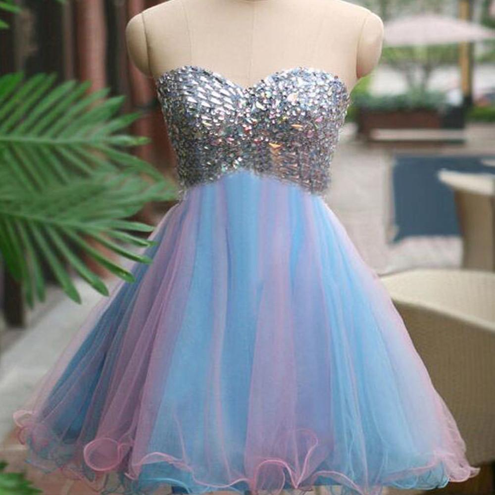 Rhinestones sparkly strapless unique sweetheart tight freshman homecoming prom dress,BD0005