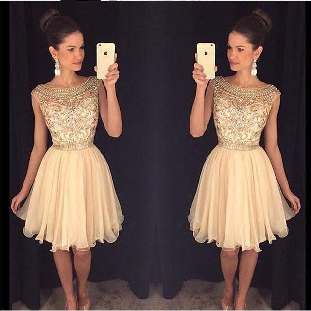 Cheap beaded See through Sexy homecoming prom dresses, CM0011 - SposaBridal