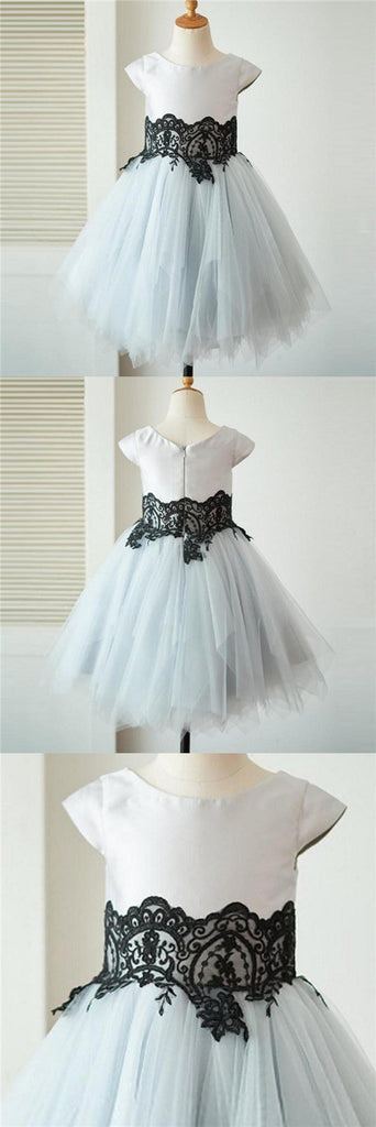 Cap Sleeves Tulle With Lace Lovely Beautiful Cheap Short  Wedding Flower Girl Dresses, FG0093 - SposaBridal