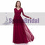 Red Long Sleeve V-Neck Full Lace Prom Dresses, Popular Custom Bridesmaid Dresses, PD0478