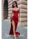 Sexy Soft Satin Spaghetti Srtraps V-Neck Sleeveless Side Slit Mermaid Long Prom Dresses, PD3595