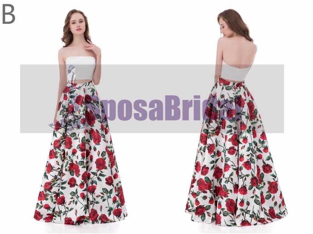 Fashion Newest Mismatched Two Pieces Sleeveless A-line Unique Prom Dresses, PD0477