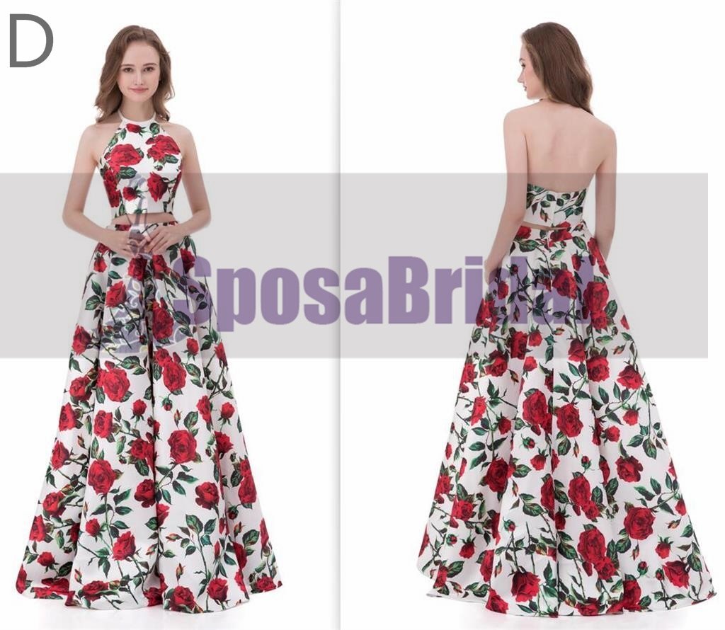 Fashion Newest Mismatched Two Pieces Sleeveless A-line Unique Prom Dresses, PD0477