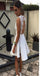 Short white lace simple open backs sexy unique style cocktail homecoming prom gown dress,BD00176