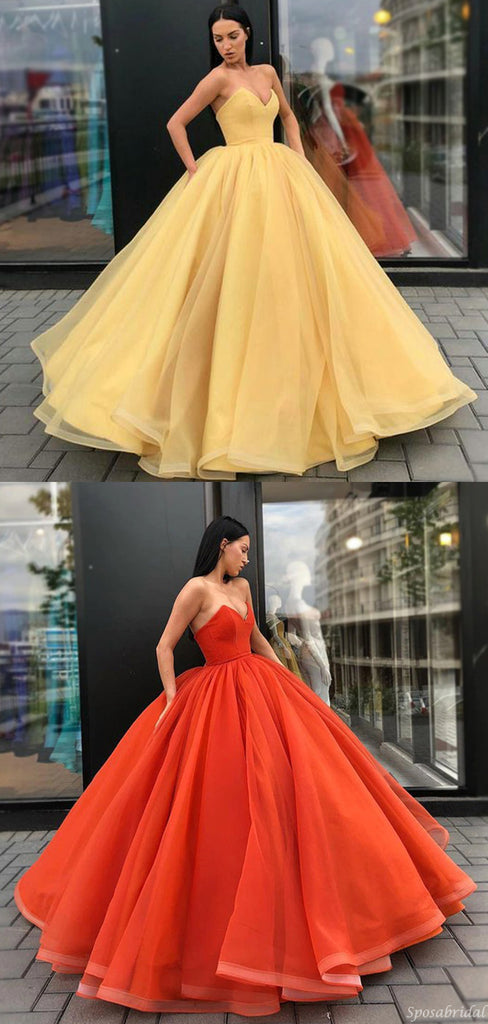 Sweetheart Yellow Long Modest Prom Gwon, Long A-line Fashion Prom dress, PD0874