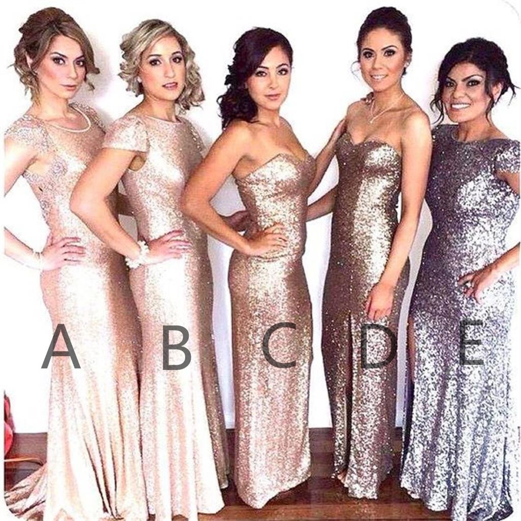 Sequin Different Style Custom Cheap Fashion Normal Bridesmaid Dresses, PD0358