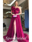 Elegant Tulle One Shoulder sleeveless Bone Side Slit A-Line Long Prom Dresses,PD3640