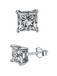 Platinum Plated Sterling Silver Cushion Cut Cubic Zirconia Stud Earrings, GIFT03