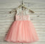 Pink Top Lace Sleeveless Lovely Short Soft Flower Girl Dresses, Junior Bridesmaid Dresses, FG086