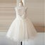 Cute Sleeveless Open Back Top Lace A-line Tulle Flower Girl Dresses, FG094
