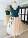 Teal Lace Applique Charming Tulle Cheap Homecoming Dresses Online, CM587