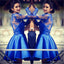 Blue lace long sleeves most popular junior  homecoming dresses for teen , BD00199