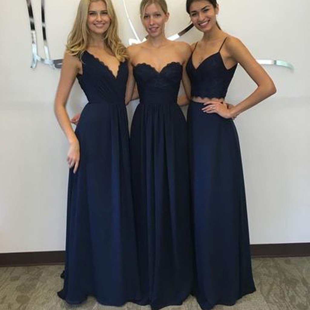 Convertible New Design Elegant Lace Chiffon Navy Blue   Inexpensive Bridesmaid Dresses, WG70