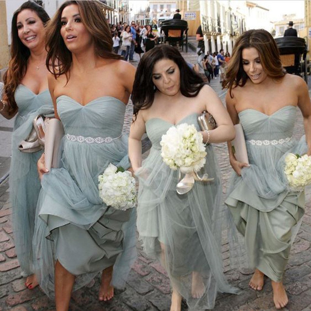 Unique Elegant Sweet Heart Tulle Pretty  Sleeveless  Inexpensive Long Bridesmaid Dresses, WG77
