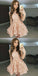 A-Line Bateau  Blush Full Lace Junior Cheap Short Cute Homecoming Dresses, BD0240 - SposaBridal