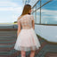 Cap Sleeves See-Through Cheap Free Custom Junior Short  Homecoming Dress with Lace, BD0245 - SposaBridal