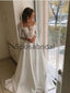 A-line Long Sleeves Satin Modest Vintage Wedding Dresses WD0379