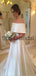 A-line Off the Shoulder Satin Vintage Beach Wedding Dresses WD0406