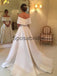 A-line Off the Shoulder Satin Vintage Beach Wedding Dresses WD0406