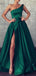 A-line One Shoulder Green Burgundy  Prom Dresses PD2351